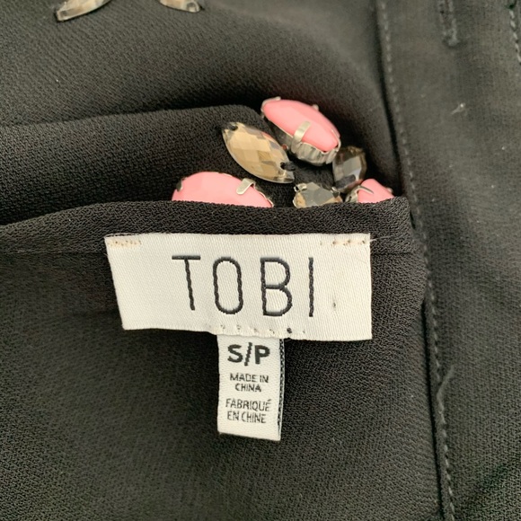 Tobi Black Open Back Embellished Crop Top Size S - Picture 3 of 7